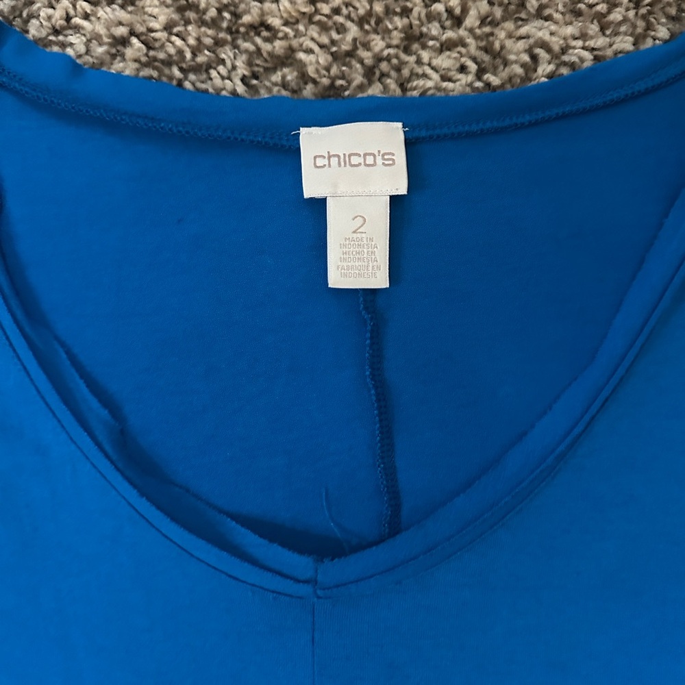 Chicos Vibrant Blue Long Sleeve Top Chicos Sz 2 - Picture 5 of 9